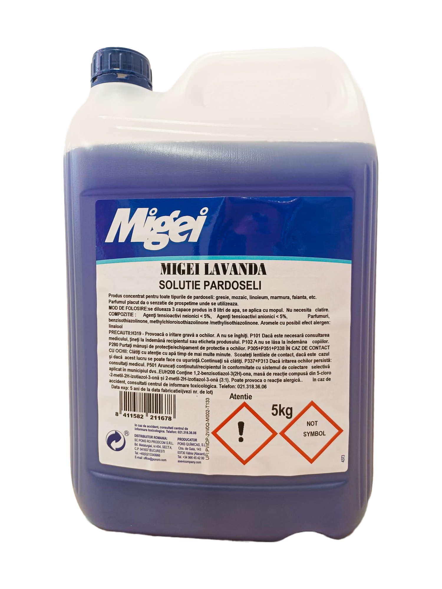 MIGEI Manual -detergent universal pentru pardoseala cu parfum de lavanda Asevi 5L